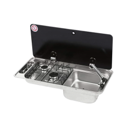 CAN built-in gas hob with 2 burners and right-hand sink...