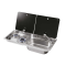 Built-in gas cooktop CAN with 2 burners and right-side sink, double glass lid